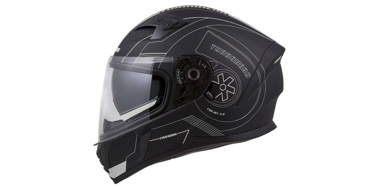 Full face helmet CASSIDA INTEGRAL 3.0 TURBOHEAD black matt/ silver (alloy) 2XL