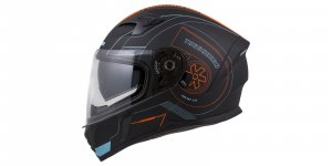 Full face helmet CASSIDA INTEGRAL 3.0 TURBOHEAD black matt/ orange/ blue (gulf style) 2XL