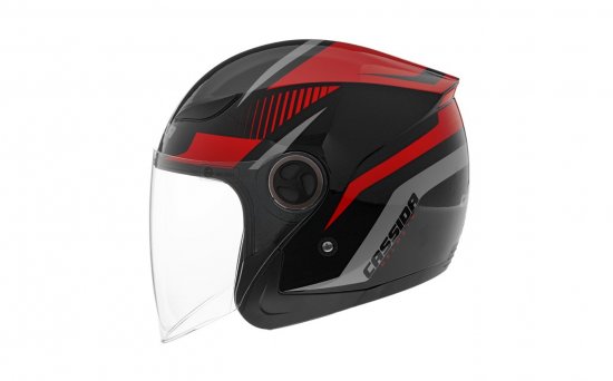 Jet helmet CASSIDA REFLEX black/ red/ grey XL for YAMAHA FZ6 (Fazer)/ABS