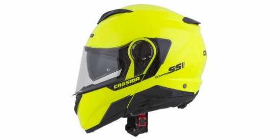 Full face helmet CASSIDA COMPRESS 2.0 REFRACTION yellow fluo / black / grey L for YAMAHA YZ 450 F