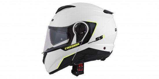 Full face helmet CASSIDA COMPRESS 2.0 REFRACTION white / black / yellow fluo M for YAMAHA YZ 450 F