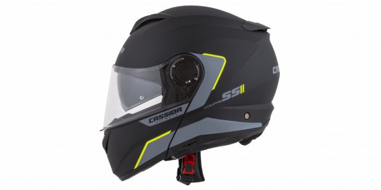 Full face helmet CASSIDA COMPRESS 2.0 REFRACTION matt black / grey / yellow fluo L for YAMAHA FZ6 (Fazer)/ABS