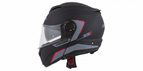 Full face helmet CASSIDA COMPRESS 2.0 REFRACTION matt black / grey / red XL for YAMAHA YZ 450 F