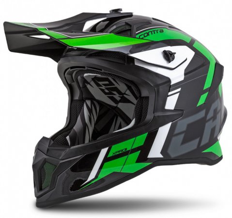 Motocross Helmet CASSIDA Cross Pro II Contra green/ black/ grey/ white L for KTM EXC-F 520 Racing