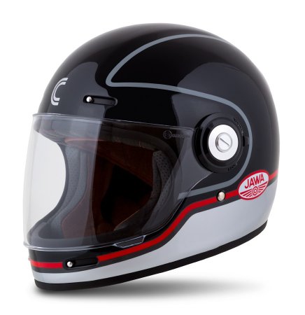Full face helmet CASSIDA Fibre Jawa Sport black/ silver/ red M for KTM EXC-F 500