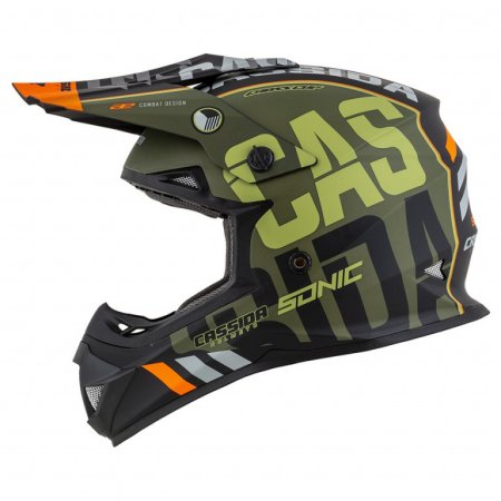 Motocross Helmet CASSIDA CROSS CUP SONIC matt green /orange M