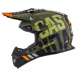 Motocross Helmet CASSIDA CROSS CUP SONIC matt green /orange 2XL