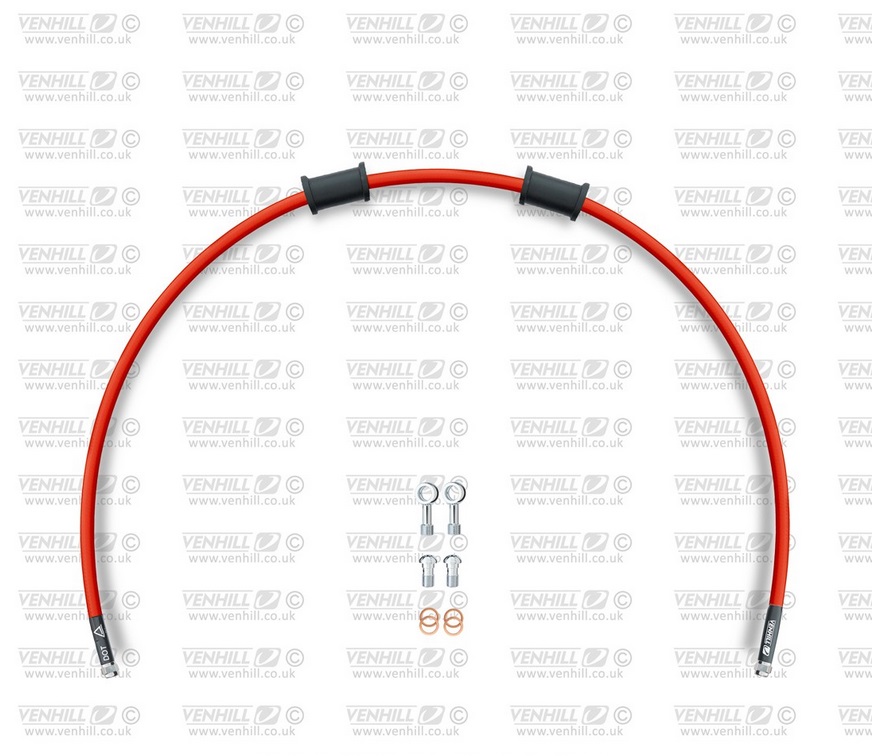 Rear brake hose kit Venhill APR-10002R-RD POWERHOSEPLUS (1 hose in kit) Red hoses, chromed fittings