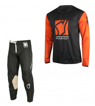 Set of MX pants and MX jersey YOKO SCRAMBLE black; black/orange 30 (S) for KAWASAKI Z 1000