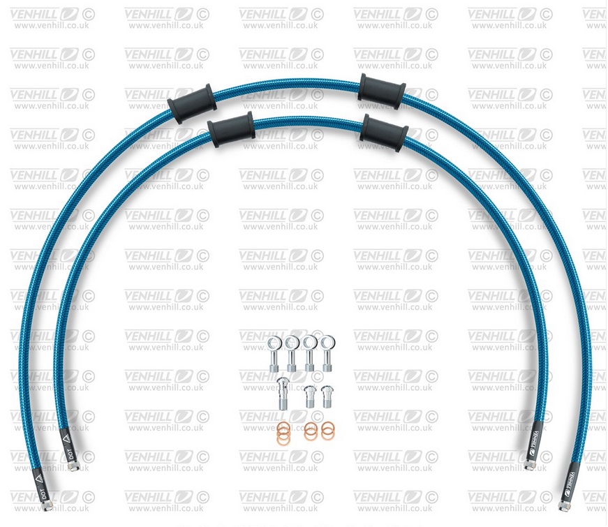 CROSSOVER Front brake hose kit Venhill HON-10016F-TB POWERHOSEPLUS (2 hoses in kit) Translucent blue hoses, chromed fittings