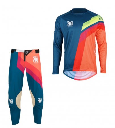 Set of MX pants and MX jersey YOKO VIILEE blue/orange; blue/orange/yellow 28 (S)